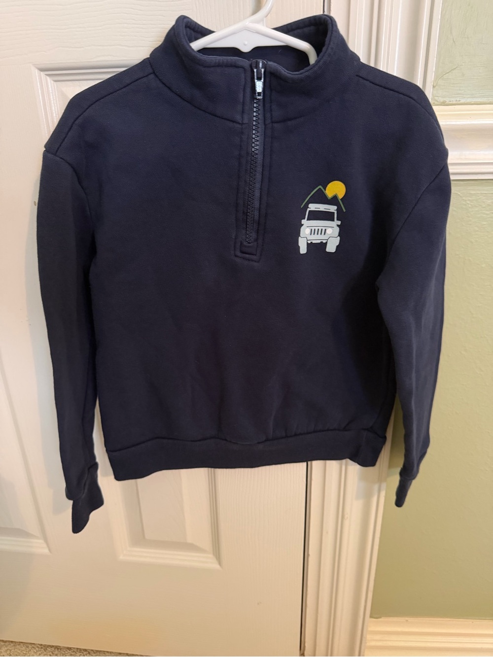 Kids Navy Half-Zip Sweatshirt with Off-Road Graphic